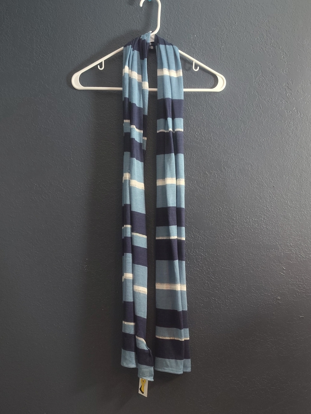 SM New York Striped Scarf Trending Y2k Coastal Blue NWT Jersey Lurex Blue 13x72